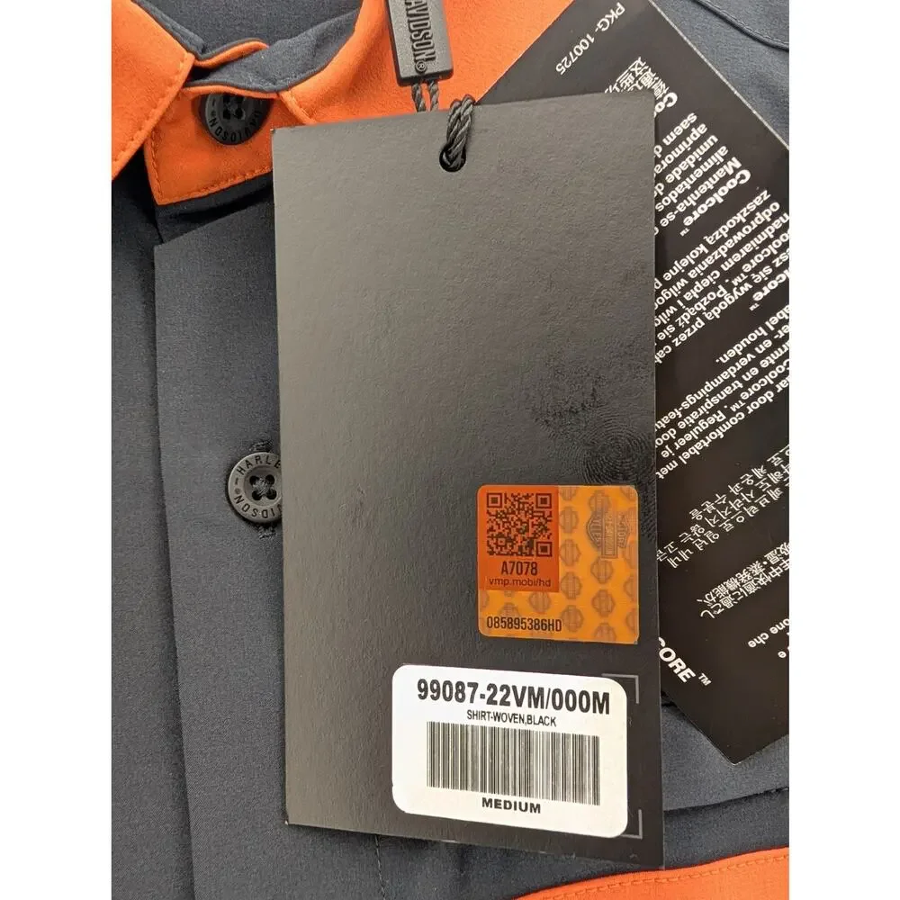 NWT Harley Davidson Men's Coolcore Bar & Shield Shirt in Vintage Orange size M